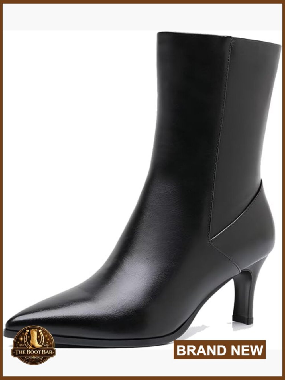 Women's Pointed Toe Stiletto Heel Ankle Booties Leather Kitten Heel Boots